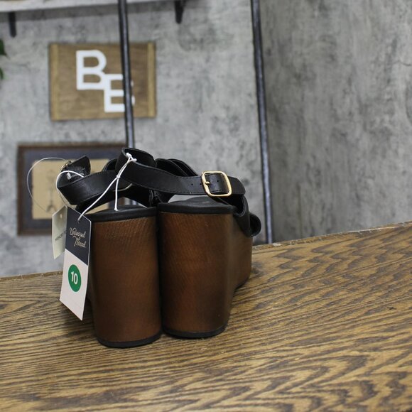 Universal Thread Womens Naomi Wood Wedge Heels 92609518 Black 10M - Picture 4 of 7